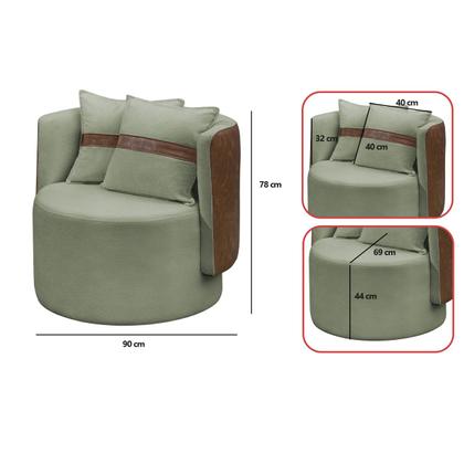 Imagem de Poltrona Orgânica Base Giratória Maya material sintético Nozes e Boucle Verde Redonda Decorativa