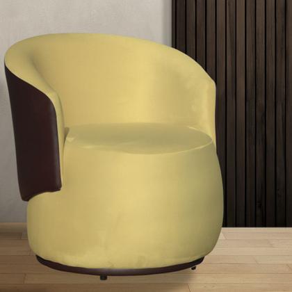 Imagem de Poltrona Orgânica Decorativa Beatriz Suede Composê material sintético Marrom Base Fixa