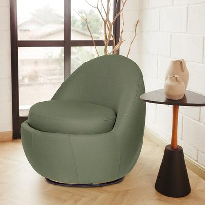 Imagem de Poltrona Orgânica Kaira Giratória Linho Verde Claro - Nexta Casa