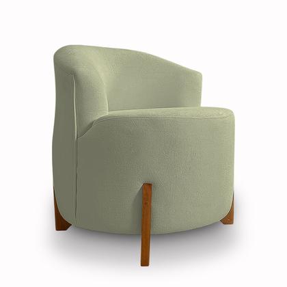 Imagem de Poltrona Orgânica Pé de Madeira para Sala Confortável e Reforçada Bouclé