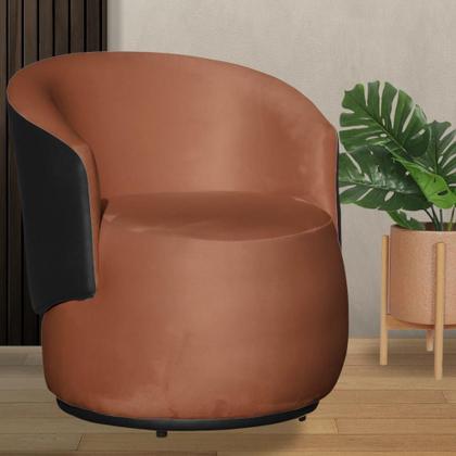 Imagem de Poltrona Organica Recepção Para Sala Aisha Corano Preto E Veludo Terracota - INCASA DECOR