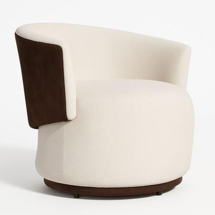 Imagem de Poltrona Orgânica Redonda para Sala Liz Confortável Elegante Bouclé e material sintético