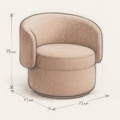 Imagem de Poltrona Orgânica Redonda para Sala Quarto Recepção Liz Confortável Elegante Bouclê