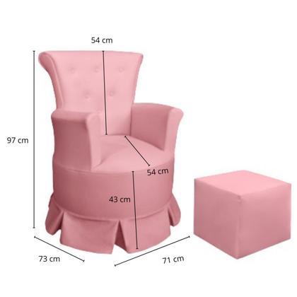 Imagem de Poltrona para Amamentação Barbára com Balanço em Madeira e Puff - Rosa