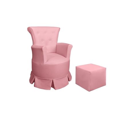 Imagem de Poltrona para Amamentação Barbára com Balanço em Madeira e Puff - Rosa