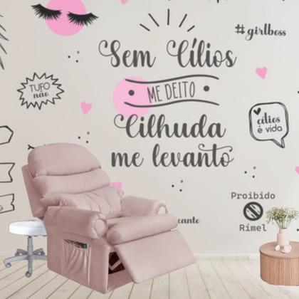 Poltrona Para Extensão De Cílios e Sobrancelhas Reclinável Suede - ART ESTOFADOS Imagem de Poltrona Para Extensão De Cílios e Sobrancelhas Reclinável Suede