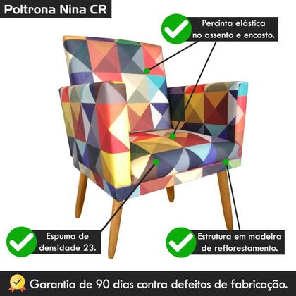 Imagem de Poltrona para Quarto de Menina Nina Estampada Triangulos Rodapé