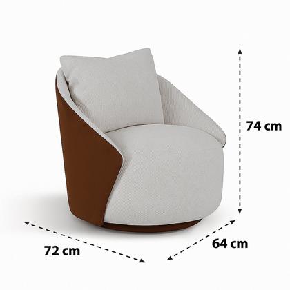 Imagem de Poltrona para Sala de Estar 74cm X 64cm Mabel Branco/Terracota