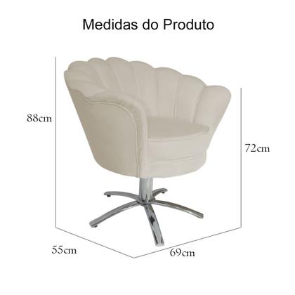 Imagem de Poltrona Para Sala de Estar Com Base Giratória de Metal Pétala Suede Bege - LM DECOR
