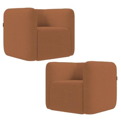 Imagem de Poltrona Para Sala De Estar Decorativa Kit Com 2 Maggie K04 Bouclê Terracota Mpozenato