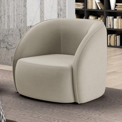 Imagem de Poltrona para Sala Orgânica 90cm Zion M22 Veludo Bege - Mpozenato