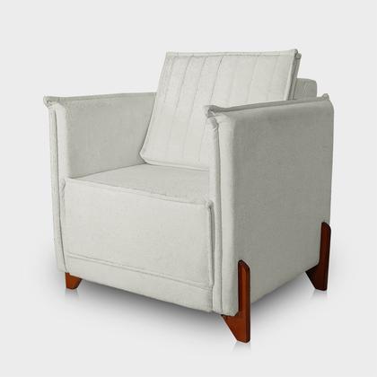 Imagem de Poltrona Pé de Madeira Moderna para Sala Confortável e Reforçada Bouclé Helena