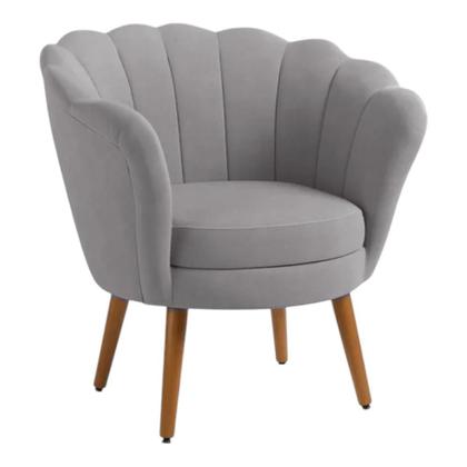 Imagem de Poltrona Pétala Veludo Cinza Decorativa Sala Estar Recepção