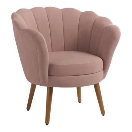 Imagem de Poltrona Pétala Veludo Rose Decorativa Sala Estar Recepção
