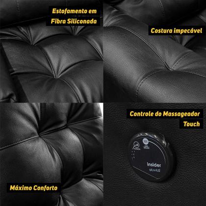 Imagem de Poltrona Reclinável com Massagem Imperador Couro Facto Preto - SOFA STORE