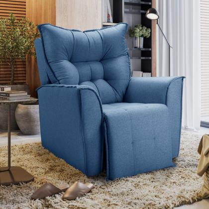 Imagem de Poltrona Reclinavel Do Papai Para Sala King Linho Azul