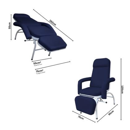 Imagem de Poltrona Reclinável Hospitalar Descanso Comfort Azul Marinho