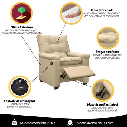 Imagem de Poltrona Reclinável  Imperador Couro Facto Bege Areia - SOFA STORE