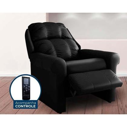 Imagem de Poltrona Reclinável p/ Sala MH 1216 Two Way c/ Massagem Courano Azul Marinho - Herval