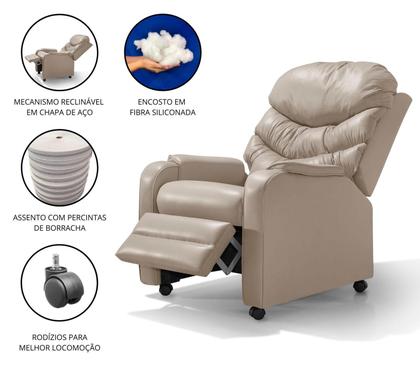 Poltrona Reclinável Papai Luxo D28 Estética Com Rodízio- Corano Bege - Estofados Pérola Imagem de Poltrona Reclinável Papai Luxo D28 Estética Com Rodízio- Corano Bege