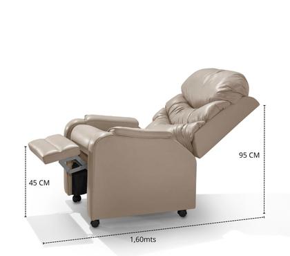 Poltrona Reclinável Papai Luxo D28 Estética Com Rodízio- Corano Bege - Estofados Pérola Imagem de Poltrona Reclinável Papai Luxo D28 Estética Com Rodízio- Corano Bege