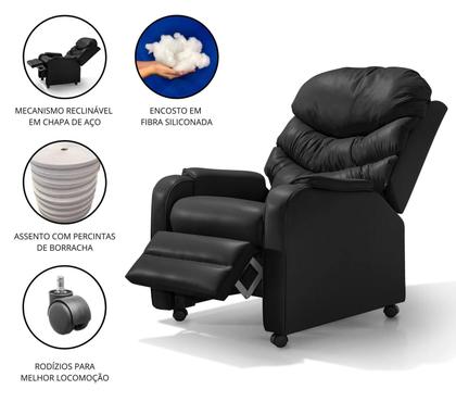 Imagem de Poltrona Reclinável Papai Luxo D28 Estética Com Rodízio - Corano Preto
