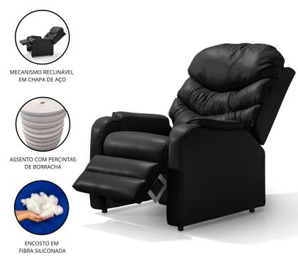 Imagem de Poltrona Reclinável Papai Luxo D28 Estética - Corano Preto