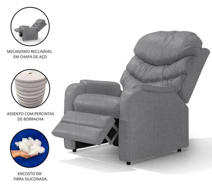 Imagem de Poltrona Reclinável Papai Luxo D28 Estética - Linho Cinza