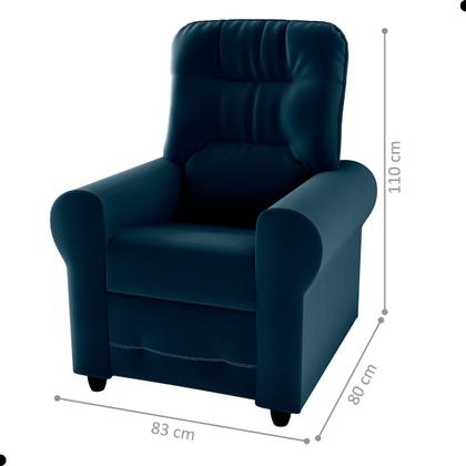 Imagem de Poltrona Reclinável para Descanso Thalia Veludo Azul