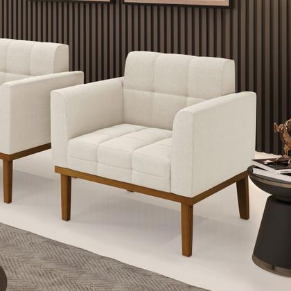 Imagem de Poltrona Sala Base Madeira Fixa Castanho Elisa Bouclê D03 - DRossi