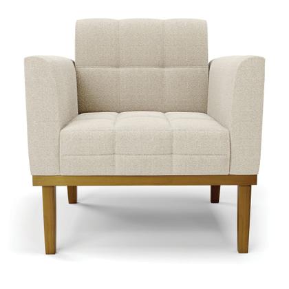 Imagem de Poltrona Sala Base Madeira Fixa Castanho Elisa Bouclê D03 - DRossi