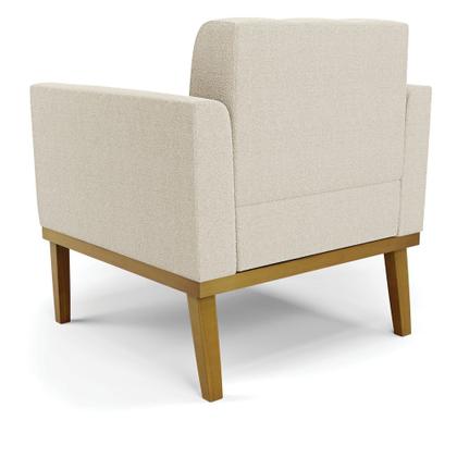 Imagem de Poltrona Sala Base Madeira Fixa Castanho Elisa Bouclê D03 - DRossi