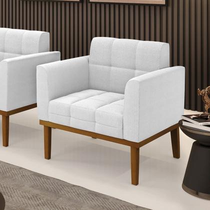 Imagem de Poltrona Sala Base Madeira Fixa Castanho Elisa Bouclê D03 - DRossi