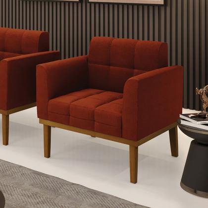 Imagem de Poltrona Sala Base Madeira Fixa Castanho Elisa Bouclê D03 - DRossi