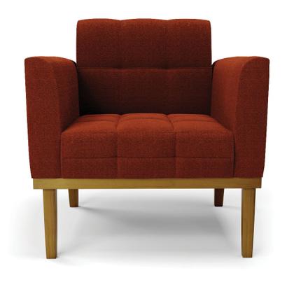 Imagem de Poltrona Sala Base Madeira Fixa Castanho Elisa Bouclê D03 - DRossi