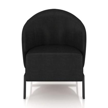 Imagem de Poltrona Sala De Estar Base Industrial Kit 2 Luar Sint Pu Preto K01 - D'rossi