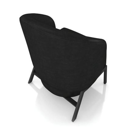 Imagem de Poltrona Sala De Estar Base Industrial Kit 2 Luar Sint Pu Preto K01 - D'rossi