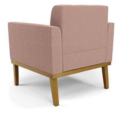 Imagem de Poltrona Sala Decorativa Elisa Base de Madeira Castanho Bouclê D03 - D'Rossi