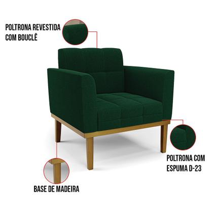 Imagem de Poltrona Sala Decorativa Elisa Base de Madeira Castanho Bouclê D03 - D'Rossi