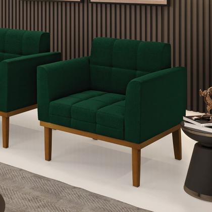 Imagem de Poltrona Sala Decorativa Elisa Base de Madeira Castanho Bouclê D03 - D'Rossi