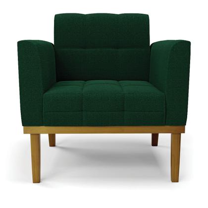 Imagem de Poltrona Sala Decorativa Elisa Base de Madeira Castanho Bouclê D03 - D'Rossi