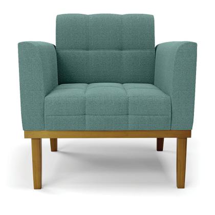 Imagem de Poltrona Sala Decorativa Elisa Base de Madeira Castanho Bouclê D03 - D'Rossi