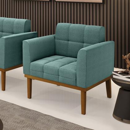 Imagem de Poltrona Sala Decorativa Elisa Base de Madeira Castanho Bouclê D03 - D'Rossi