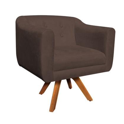 Imagem de Poltrona Sala Decorativa Julia Giratória Madeira Suede D01- D'Rossi