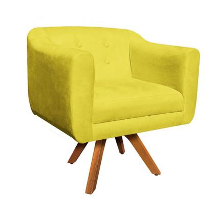 Imagem de Poltrona Sala Decorativa Kit 2 Julia Giratória Madeira Suede M11- D'Rossi