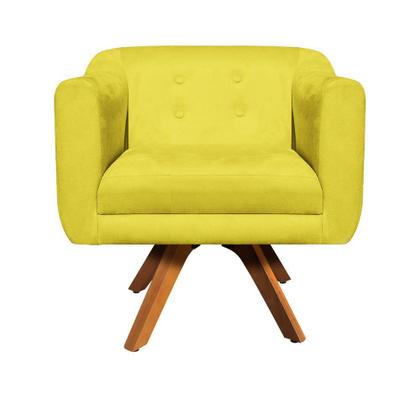 Imagem de Poltrona Sala Decorativa Kit 2 Julia Giratória Madeira Suede M11- D'Rossi