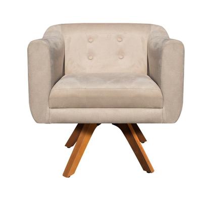 Imagem de Poltrona Sala Decorativa Kit 2 Julia Giratória Madeira Suede M11- D'Rossi