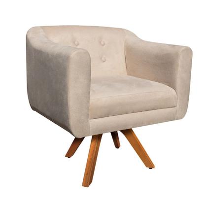 Imagem de Poltrona Sala Decorativa Kit 2 Julia Giratória Madeira Suede M11- D'Rossi