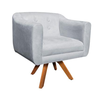Imagem de Poltrona Sala Decorativa Kit 2 Julia Giratória Madeira Suede M11- D'Rossi