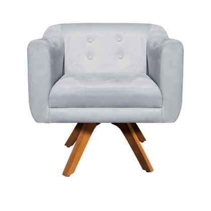 Imagem de Poltrona Sala Decorativa Kit 2 Julia Giratória Madeira Suede M11- D'Rossi